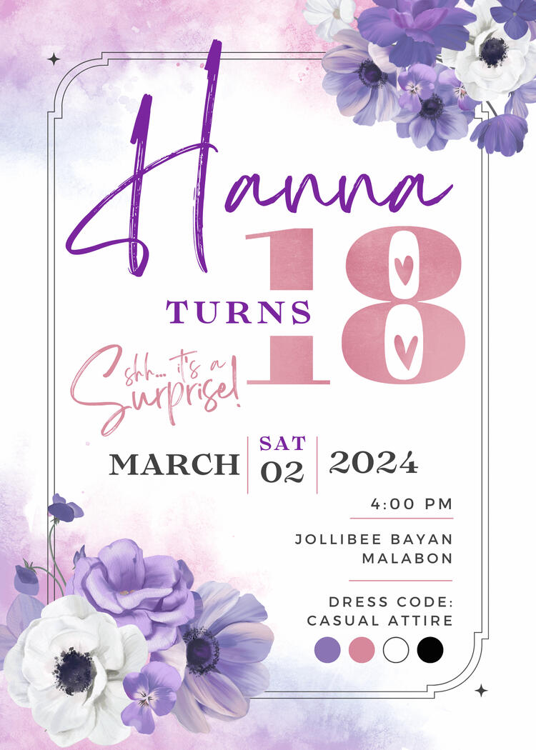 Hanna's Debut invitation